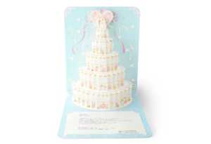 【結婚祝い】5段のウェディングケーキを演出したポップアップするサプライズカード。